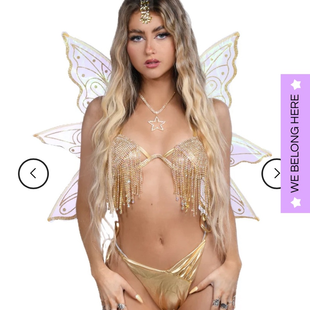 Gold Fringe Bikini Top